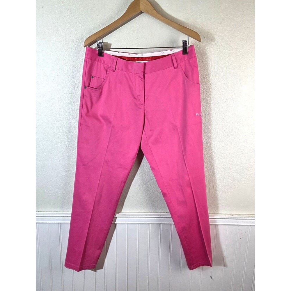 PUMA Womens Pink Golf Pants Size 10 Slim Straight Stretch Athletic Casual